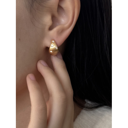 TONE手工拉絲鋯石精緻耳夾蚊香盤高級簡約百搭氣質無耳洞耳釦耳環