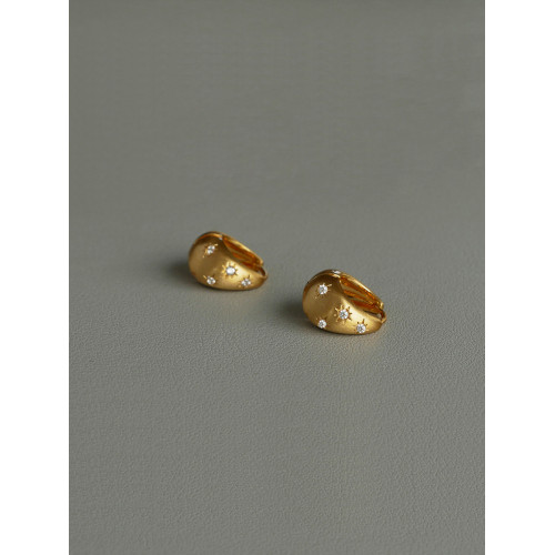 TONE手工拉絲鋯石精緻耳夾蚊香盤高級簡約百搭氣質無耳洞耳釦耳環