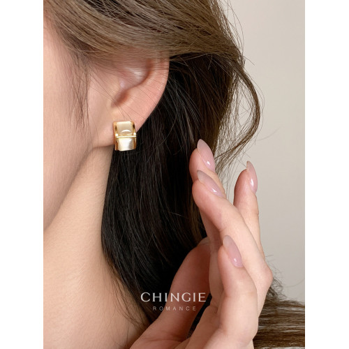 法式復古香檳金貓眼石耳環方塊耳夾無耳洞高級感輕奢簡約通勤耳釘