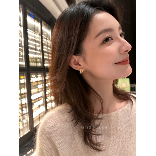 MISS HELEN「香風菱格」金屬風質感耳夾女小衆耳飾耳釘無耳洞耳環