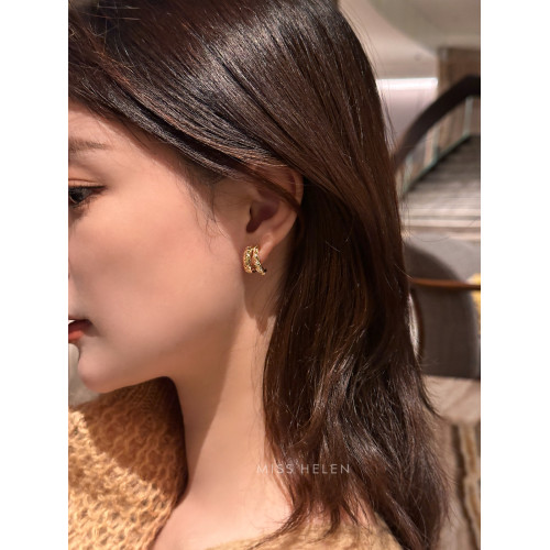MISS HELEN「香風菱格」金屬風質感耳夾女小衆耳飾耳釘無耳洞耳環
