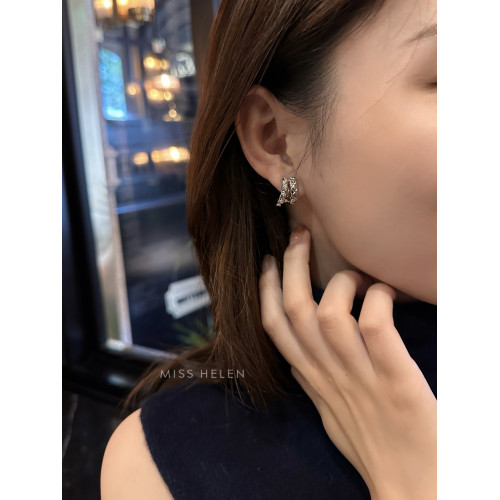 MISS HELEN「香風菱格」金屬風質感耳夾女小衆耳飾耳釘無耳洞耳環