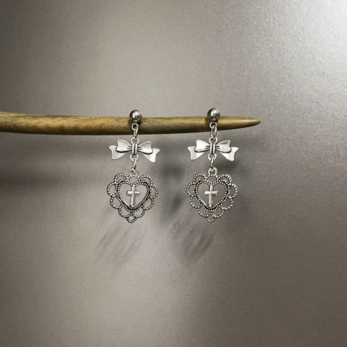 Vintage古著 Gothic love lace耳飾