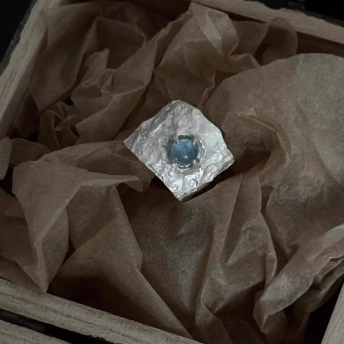 【NEKONEKO】藍寶石不規則褶皺液態開口戒指指環情侶款原創設計