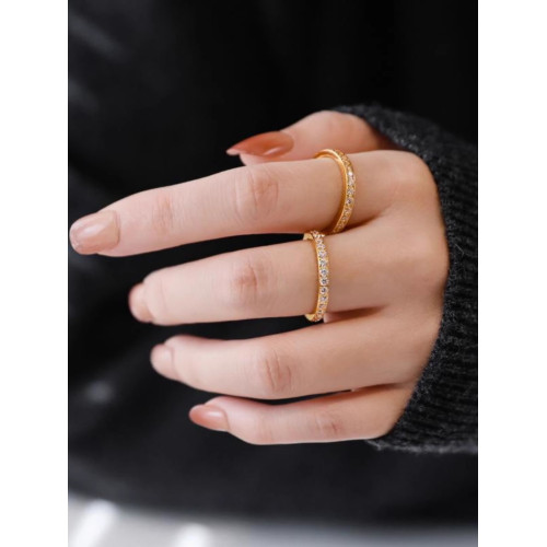 不掉色~超閃鍍18K金整圈微鑲鋯石戒指精緻百搭通勤潮高級感輕奢 不掉色~超閃鍍18K金整圈微鑲鋯石戒指精緻百搭通勤潮高級感輕奢