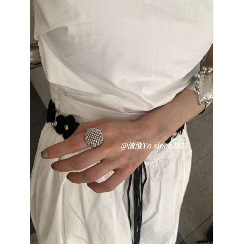 渣渣Yo韓系ins小衆鏤空圓球網狀戒指女設計感銀色輕奢高級感指環 渣渣Yo韓系ins小衆鏤空圓球網狀戒指女設計感銀色輕奢高級感指環