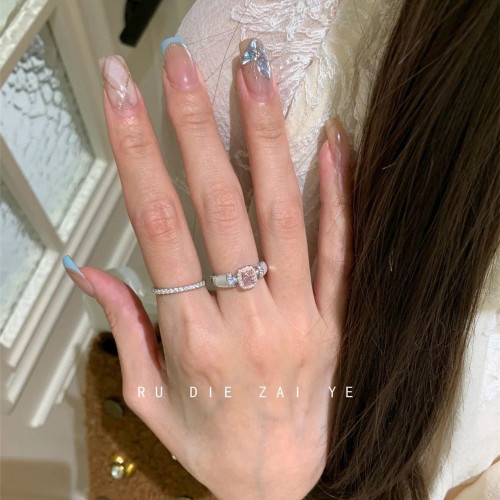 如蝶在野 中古vintage鋯石方糖戒指粉色名媛高級感輕奢千金開口戒 如蝶在野 中古vintage鋯石方糖戒指粉色名媛高級感輕奢千金開口戒