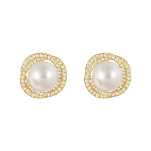 金色珍珠耳釘女2026新款爆款輕奢高級感氣質大氣耳環獨特漂亮耳飾