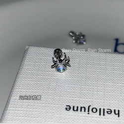 Rain Storm炫彩極光色蜘蛛耳骨釘鈦鋼平底螺絲耳蝸釘小衆絕美耳釘