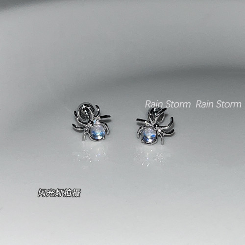 Rain Storm炫彩極光色蜘蛛耳骨釘鈦鋼平底螺絲耳蝸釘小衆絕美耳釘