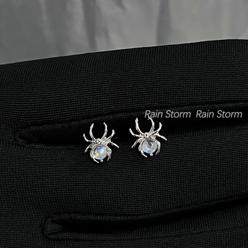 Rain Storm炫彩極光色蜘蛛耳骨釘鈦鋼平底螺絲耳蝸釘小衆絕美耳釘