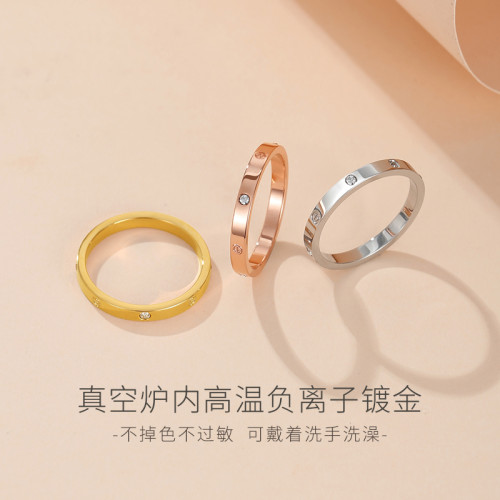 窄版四鑽LOVE戒指碎鑽小衆設計18K玫瑰金小指尾戒輕奢高級感爆款 窄版四鑽LOVE戒指碎鑽小衆設計18K玫瑰金小指尾戒輕奢高級感爆款