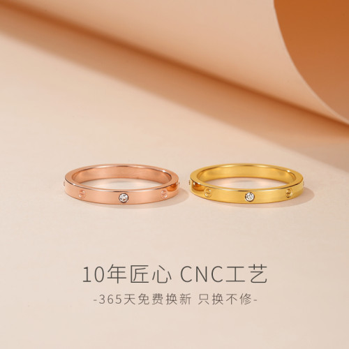 窄版四鑽LOVE戒指碎鑽小衆設計18K玫瑰金小指尾戒輕奢高級感爆款 窄版四鑽LOVE戒指碎鑽小衆設計18K玫瑰金小指尾戒輕奢高級感爆款