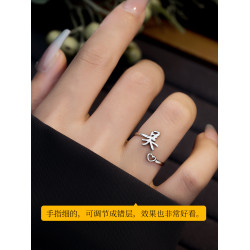 百家姓姓氏戒指2026新款爆款情侶對戒開口男女設計小衆食指戒禮物