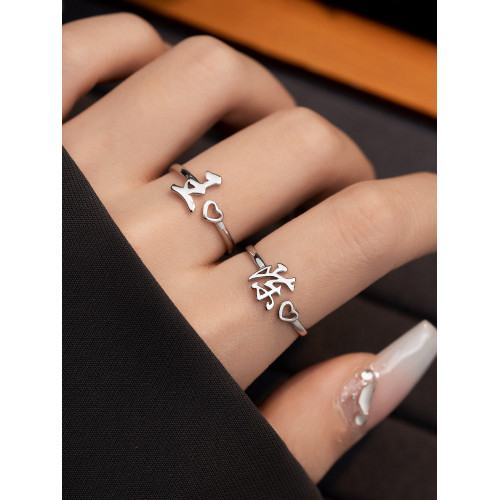 百家姓姓氏戒指2026新款爆款情侶對戒開口男女設計小衆食指戒禮物