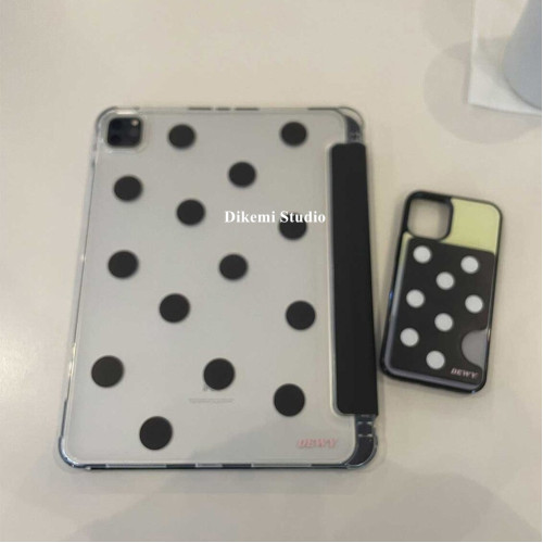 韓國ins小衆古早風滿屏黑波點帶筆槽ipad11/10/9平板電腦保護殼支架air7/5/6適用蘋果ipadA16/M3保護皮套防摔 韓國ins小衆古早風滿屏黑波點帶筆槽ipad11/10/9平板電腦保護殼支架air7/5/6適用蘋果ipadA16/M3保護皮套防摔