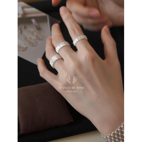 混合寮 be mine 日本進口古董珠 緞面光澤 手工串珠戒指