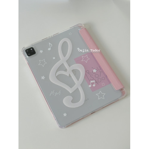 韓系ins風小衆設計簡約霧面古早粉波點藝術音符星星iPadair7/6/5/mini7/A16平板電腦pro11寸三折頁保護套