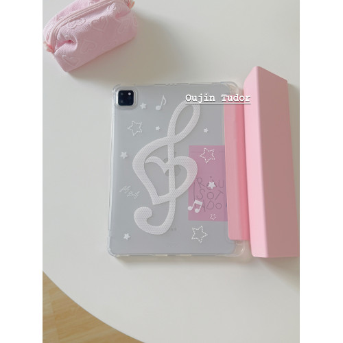 韓系ins風小衆設計簡約霧面古早粉波點藝術音符星星iPadair7/6/5/mini7/A16平板電腦pro11寸三折頁保護套