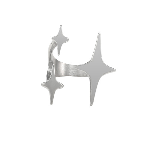 G-Overshare閃耀光芒星星銀色寬版曡帶鈦鋼小衆冷淡風高級感戒指