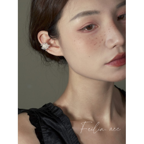 雪花耳夾女無耳洞耳骨夾輕奢高級感小衆耳飾免打耳洞無洞專用耳夾