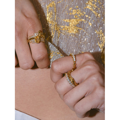 Boonee alus高級感纏繞設計排鑽戒指女2025年新款原創鋯石食指戒