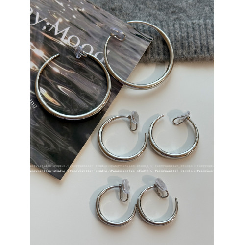 方圓臉天菜 簡約素圈耳夾女輕奢小衆獨特無耳洞耳環通勤百搭耳飾