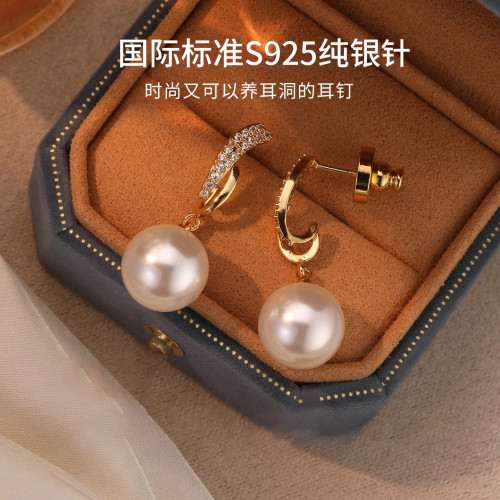 劉亦菲同款珍珠耳環女2026新款爆款高級感S925銀針耳釘輕奢耳飾