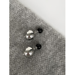 銀色金屬圓球耳釘女士一款兩戴超好看耳環2026新款輕奢高級感耳飾