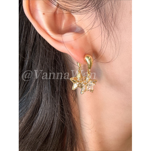 VanWan圓臉必入！設計師五角星～多戴法閃鑽五角星耳環ins高級感