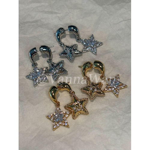 VanWan圓臉必入！設計師五角星～多戴法閃鑽五角星耳環ins高級感