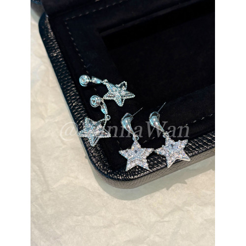 VanWan圓臉必入！設計師五角星～多戴法閃鑽五角星耳環ins高級感