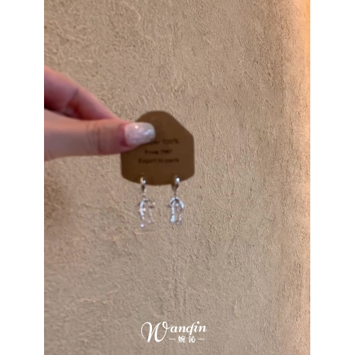 蝴蝶結水滴流蘇耳釦2025新款爆款高級感耳環甜美氣質可愛百搭耳飾