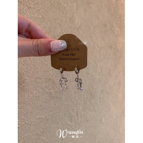 蝴蝶結水滴流蘇耳釦2025新款爆款高級感耳環甜美氣質可愛百搭耳飾