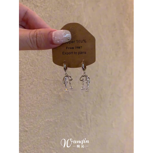 蝴蝶結水滴流蘇耳釦2025新款爆款高級感耳環甜美氣質可愛百搭耳飾