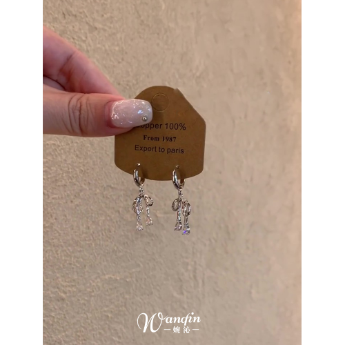 蝴蝶結水滴流蘇耳釦2025新款爆款高級感耳環甜美氣質可愛百搭耳飾