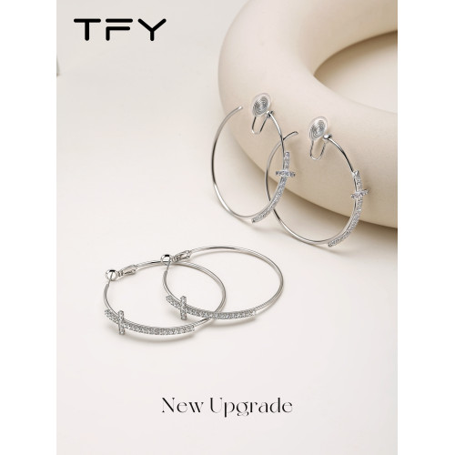 十字架大圈圈耳環女2026新款爆款高級感素圈大耳圈圓圈誇張方圓臉