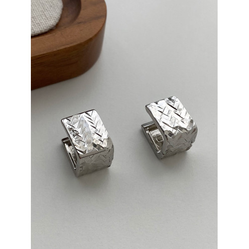 歐美復古菱格編織紋幾何方形耳釦耳環小衆設計高級感耳飾2025新款