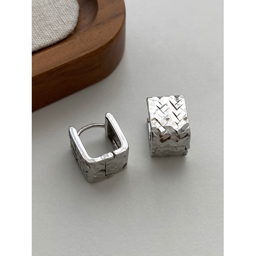 歐美復古菱格編織紋幾何方形耳釦耳環小衆設計高級感耳飾2025新款