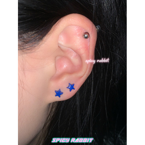 S-Rabbit 生物瓷星星耳釘/養耳洞防過敏簡約可愛百搭陶瓷彩色耳飾