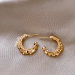 古裡雅金色碎銀子耳圈女2026新款爆款高級感輕奢耳環方圓臉耳飾品