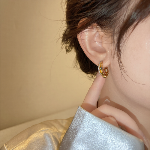 古裡雅金色碎銀子耳圈女2026新款爆款高級感輕奢耳環方圓臉耳飾品