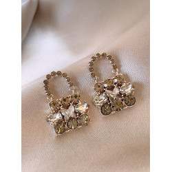 茶色鋯石包包耳環女春2026新款巨好看耳飾輕奢高級感獨特漂亮耳釘