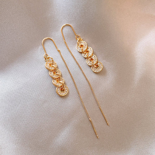 金色錢幣流蘇耳線耳環女2026新款爆款高級感耳飾獨特漂亮小衆耳釘