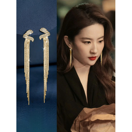 金色流蘇長款耳環2026新款爆款女人味輕奢高級感耳墜氣質精緻耳飾 金色流蘇長款耳環2026新款爆款女人味輕奢高級感耳墜氣質精緻耳飾