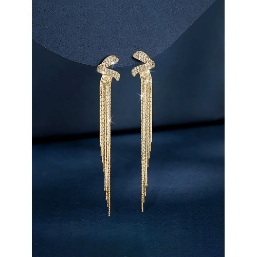 金色流蘇長款耳環2026新款爆款女人味輕奢高級感耳墜氣質精緻耳飾 金色流蘇長款耳環2026新款爆款女人味輕奢高級感耳墜氣質精緻耳飾