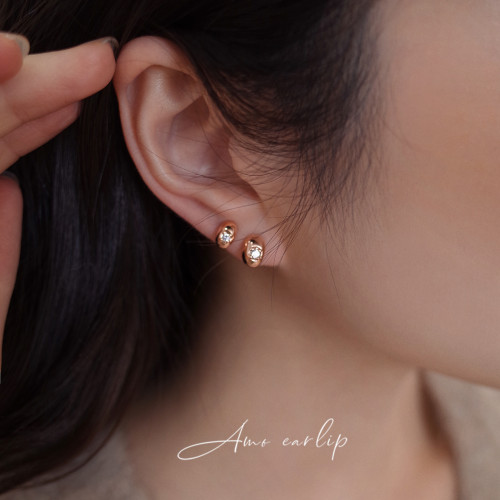 超迷你閃鑽小金豆耳夾女無耳洞精緻高級日常通勤矽膠耳飾2025新款