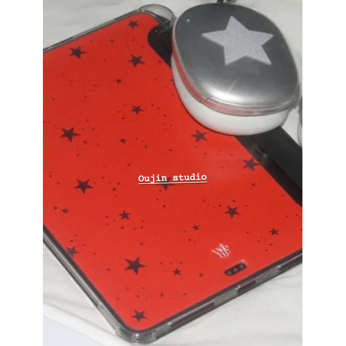 韓系ins風小衆設計簡約高級感氣質鏤空星星2025ipad12.9平板保護套帶筆槽支架11寸air6/10.2寸軟殼三折頁皮質