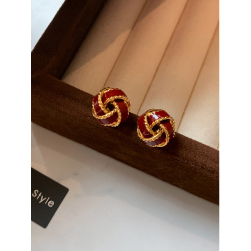 925純銀復古琺瑯紅色耳釘女士巨好看輕奢高級感獨特絕美耳環耳飾