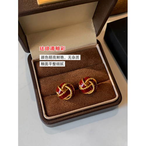 925純銀復古琺瑯紅色耳釘女士巨好看輕奢高級感獨特絕美耳環耳飾
